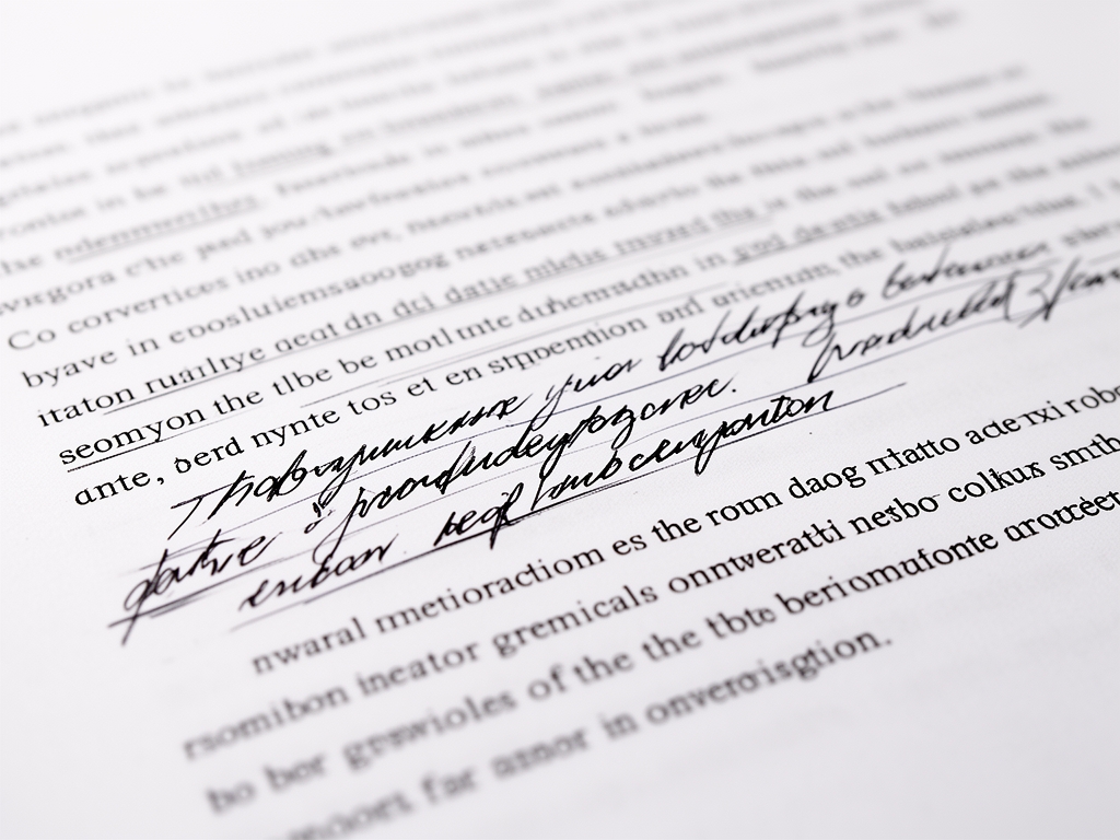 Крупный план рукописных правок красной ручкой на белом листе с напечатанным текстом — работа редактора над материалом