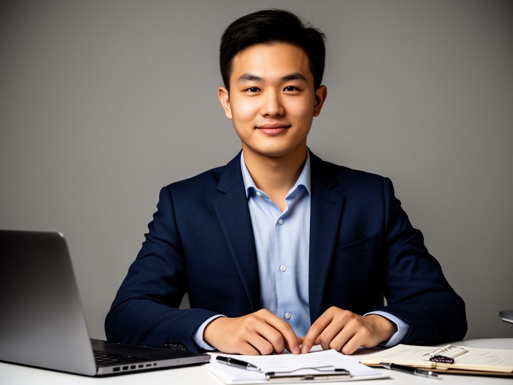 Портрет Эрики Чен, преподавателя контент-стратегии, за рабочим столом с ноутбуком и записями